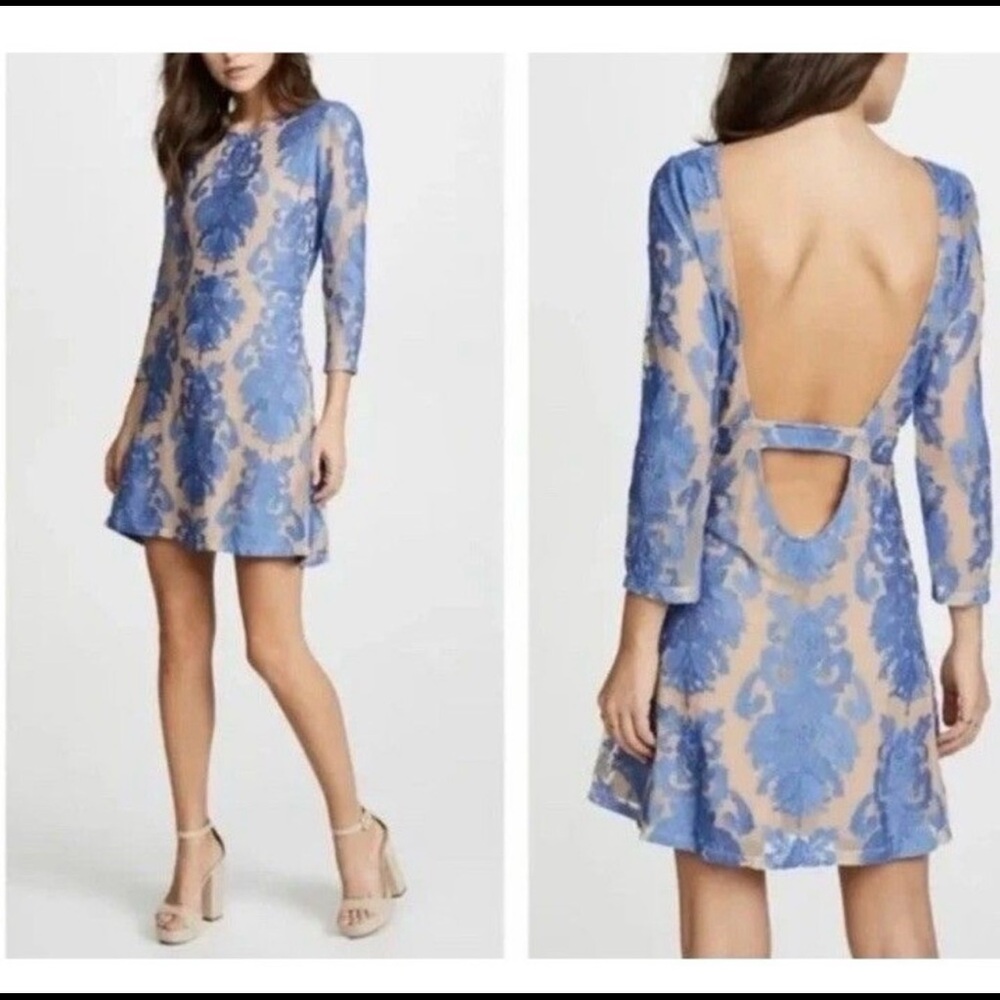 lace mini dress with open back